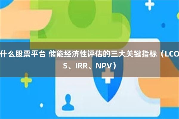 什么股票平台 储能经济性评估的三大关键指标（LCOS、IRR、NPV）