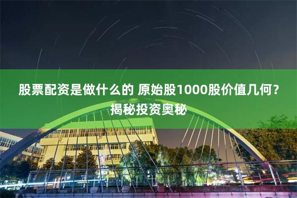 股票配资是做什么的 原始股1000股价值几何？揭秘投资奥秘