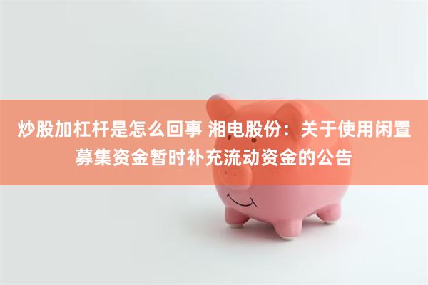 炒股加杠杆是怎么回事 湘电股份：关于使用闲置募集资金暂时补充流动资金的公告